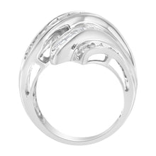 Load image into Gallery viewer, 10K White Gold Round and Baguette Cut Diamond Channel Ring (3/4 Cttw, H-I Color, SI2-I1 Clarity) - Size 7