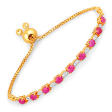 Load image into Gallery viewer, 2.01 Carat Genuine Ruby and White Diamond .925 Sterling Silver Bracelet