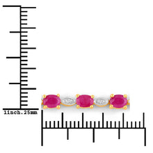 Load image into Gallery viewer, 2.01 Carat Genuine Ruby and White Diamond .925 Sterling Silver Bracelet
