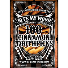 Load image into Gallery viewer, BiteMyWood Cinnamon Flavored Birchwood Toothpicks in Plastic Reusable Bag 100 qty
