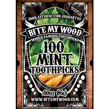 Load image into Gallery viewer, BiteMyWood Mint Flavored Birchwood Toothpicks in Plastic Reusable Bag 100 qty

