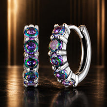 Load image into Gallery viewer, 925 Sterling Silver Earrings with Pavé Setting CZ in Oxidized Finish for Women