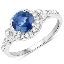 Load image into Gallery viewer, 1.34 Carat Genuine Blue Sapphire and White Diamond 14K White Gold Ring