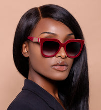 Load image into Gallery viewer, Coco - Red Velvet Frame Black Lens Wayfarer Sunglasses
