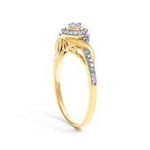 Load image into Gallery viewer, 10K Yellow Gold 1/10 Cttw Diamond Swirl and Halo Promise Ring (I-J Color, I3 Clarity) - Size 7
