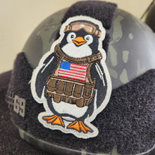 Load image into Gallery viewer, Arctic Warfare: Fully Embroidered Tactical Penguin Patch with US Flag