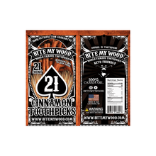 Load image into Gallery viewer, BiteMyWood Flavored Birchwood Toothpicks in Plastic Reusable Bag 21 qty 5 Flavors To Choose From