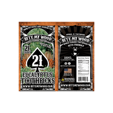 Load image into Gallery viewer, BiteMyWood Flavored Birchwood Toothpicks in Plastic Reusable Bag 21 qty 5 Flavors To Choose From