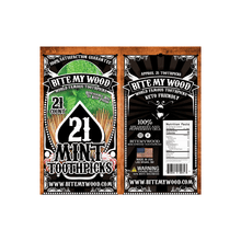 Load image into Gallery viewer, BiteMyWood Flavored Birchwood Toothpicks in Plastic Reusable Bag 21 qty 5 Flavors To Choose From
