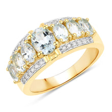 Load image into Gallery viewer, 1.93 Carat Genuine Aquamarine and White Diamond .925 Sterling Silver Ring
