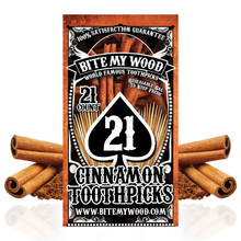 Load image into Gallery viewer, BiteMyWood Flavored Birchwood Toothpicks in Plastic Reusable Bag 21 qty 5 Flavors To Choose From