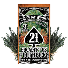 Load image into Gallery viewer, BiteMyWood Flavored Birchwood Toothpicks in Plastic Reusable Bag 21 qty 5 Flavors To Choose From