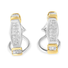 Load image into Gallery viewer, 14K Two-Toned Gold Round and Princess Cut Diamond Earrings (0.5 cttw, H-I Color, SI2-I1 Clarity)