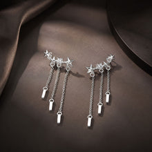 Load image into Gallery viewer, 925 Sterling Silver Plated Platinum Pavé Setting CZ Earrings 3.4*0.7cm for Women