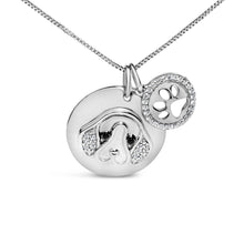 Load image into Gallery viewer, .925 Sterling Silver 1/5 Cttw White and Black Diamond Beagle Dog Medallion and Charm 18" Pendant Necklace (I-J Color, I2-I3 Clarity)