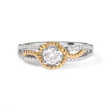Load image into Gallery viewer, 14K Two-Toned Gold Diamond 3/8 Cttw Diamond Split Shank and Beaded Halo Engagement Ring (G-H Color, VS2-SI1 Clarity) - Size 7