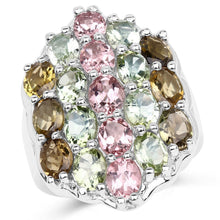 Load image into Gallery viewer, 6.74 Carat Genuine Brown Tourmaline, Pink Tourmaline & Green Tourmaline .925 Sterling Silver Ring