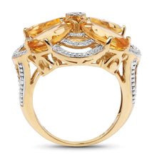Load image into Gallery viewer, 14K Yellow Gold Plated 8.80 Carat Genuine Citrine .925 Sterling Silver Ring