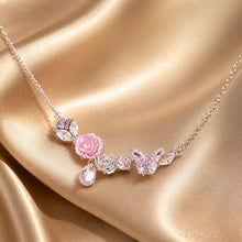 Load image into Gallery viewer, 925 Sterling Silver Necklace with CZ & Resin Pendant, 18x39mm, Plated with White Gold
