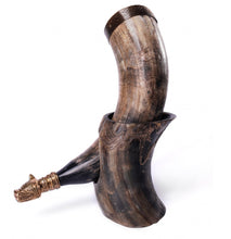 Load image into Gallery viewer, Curved Drinking Horn Bundle with Stand & Holster