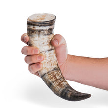 Load image into Gallery viewer, Curved Drinking Horn with Wooden Stand