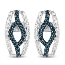 Load image into Gallery viewer, 0.42 Carat Genuine Blue Diamond & White Diamond .925 Sterling Silver Earrings