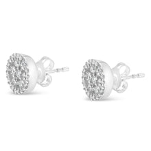 Load image into Gallery viewer, AGS Certified 14K White Gold 1.0 Cttw Brilliant-Cut Diamond Halo-Style Cluster Round Button Stud Earrings (G-H Color, I1-I2 Clarity)