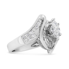 Load image into Gallery viewer, 14K White Gold 1 1/4 Cttw Pie, Baguette and Princess cut Diamond Marquise Shape Engagement Cocktail Ring (H-I Color, SI2-I1 Clarity)