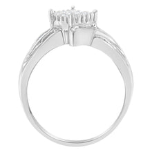 Load image into Gallery viewer, 10K White Gold 1/3 Cttw Princess and Baguette Cut Diamond Bypass Style Cocktail Ring (I-J Color, I1-I2 Clarity) - Size 4