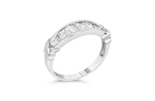 Load image into Gallery viewer, .925 Sterling Silver 1/2 Cttw Baguette Cut Diamond Channel Set X-Station Wedding Ring (H-I Color, I1-I2 Clarity) - Size 6-1/2