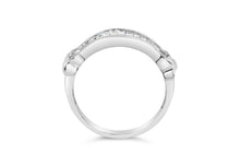 Load image into Gallery viewer, .925 Sterling Silver 1/2 Cttw Baguette Cut Diamond Channel Set X-Station Wedding Ring (H-I Color, I1-I2 Clarity) - Size 6-1/2