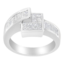 Load image into Gallery viewer, 14K White Gold Princess and Baguette-cut Diamond Ring (1 1/3 Cttw, G-H Color, SI2-I1 Clarity) - Size 6-3/4