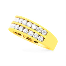 Load image into Gallery viewer, 10K Yellow Gold Two-Row Diamond Band Ring (1 Cttw, J-K Color, I1-I2 Clarity) - Size 6