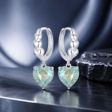 Load image into Gallery viewer, 925 Sterling Silver Earrings with Transparent Glass, Plated White Gold, Size 23x8.5mm for Women