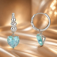 Load image into Gallery viewer, 925 Sterling Silver Earrings with Transparent Glass, Plated White Gold, Size 23x8.5mm for Women