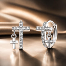 Load image into Gallery viewer, 925 Sterling Silver Earrings with Pavé Setting CZ in White Gold, Size 13*8mm for Women