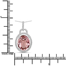 Load image into Gallery viewer, 3.90 Carat Genuine Pink Tourmaline and White Diamond 14K White Gold Pendant