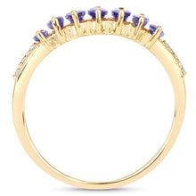Load image into Gallery viewer, 0.76 Carat Genuine Tanzanite and White Diamond 14K Yellow Gold Ring