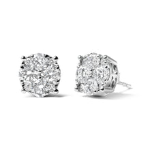 Load image into Gallery viewer, 14K White Gold 2.00 Cttw Lab Grown Diamond Cluster Stud Earrings (G-H Color, VS1-VS2 Clarity)