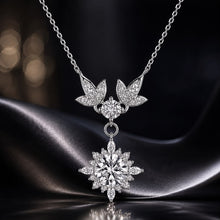 Load image into Gallery viewer, 925 Sterling Silver Moissanite Pendant Necklace with Pavé Setting in White Gold - 40+5cm for Women