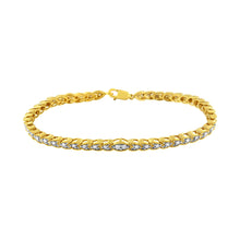 Load image into Gallery viewer, 10K Yellow Gold Plated .925 Sterling Silver 1 cttw Prong-Set Diamond Pear Shape Link Bracelet (I-J Color, I1-I2 Clarity) - 7.25"
