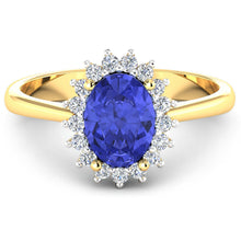 Load image into Gallery viewer, 1.92 Carat Genuine Tanzanite and White Diamond 14K Yellow Gold Ring