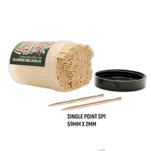 Load image into Gallery viewer, 450 Qty BiteMyWood Unflavored Single Point Birchwood Toothpicks SP1 in Reusable Plastic Jar - USA Made