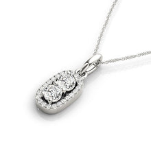 Load image into Gallery viewer, Outer Oval Shaped Two Stone Diamond Pendant in 14k White Gold (5/8 cttw)