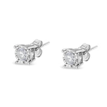 Load image into Gallery viewer, .925 Sterling Silver 1/2 Cttw Near Colorless Round Brilliant-Cut Diamond Miracle-Set Stud Earrings (H-I Color, I2-I3 Clarity)