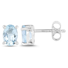 Load image into Gallery viewer, 1.20 Carat Genuine Aquamarine .925 Sterling Silver Earrings
