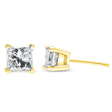 Load image into Gallery viewer, 14K Yellow Gold 1/5 Cttw Princess-Cut Square Near Colorless Diamond Classic 4-Prong Solitaire Stud Earrings (I-J Color, I2-I3 Clarity)