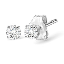 Load image into Gallery viewer, AGS Certified 14K White Gold 1.0 cttw 4-Prong Set Brilliant Round-Cut Solitaire Diamond Push Back Stud Earrings (G-H Color, I1-I2 Clarity)
