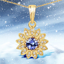 Load image into Gallery viewer, 0.31 Carat Genuine Tanzanite and White Diamond 14K Yellow Gold Pendant