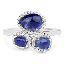 Load image into Gallery viewer, 2.28 Carat Genuine Blue Aventurine And White Topaz .925 Sterling Silver Ring